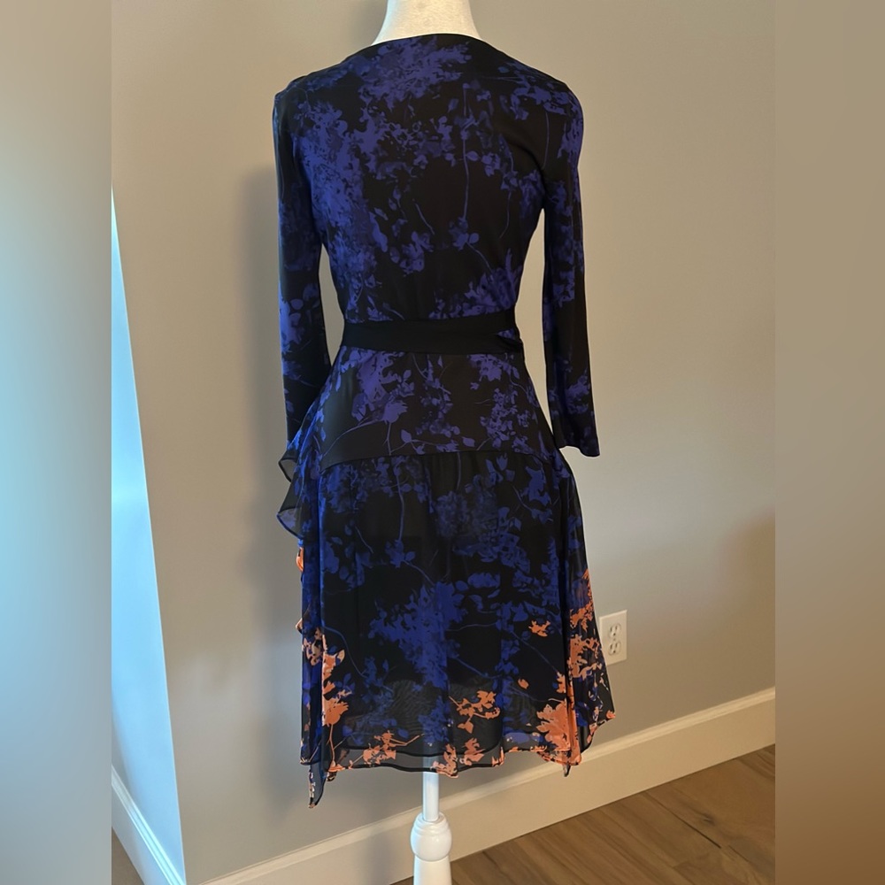 Diane Von Furstenberg Black and Blue Floral Dress - Picture 4 of 12